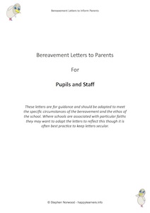 Bereavement Letters to Parents